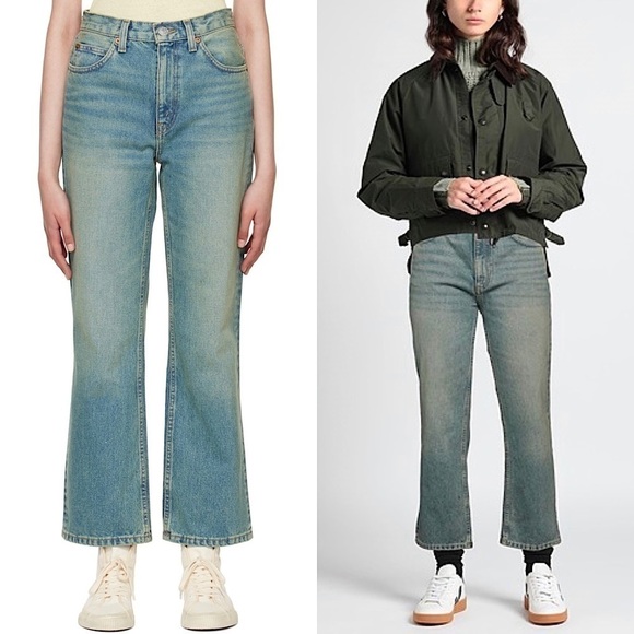 NWT RE/DONE 70s High Waist Distressed Denim Loose Flare Leg Ankle Crop Jeans 26 - Picture 1 of 6